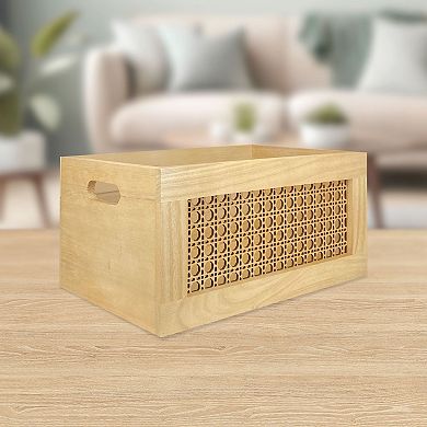 Belle Maison Wooden Bin With Caning Panel