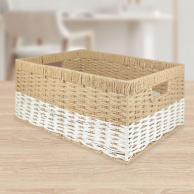 Belle Maison Paper Weave Basket With Accent Base