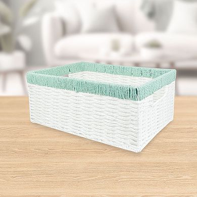Belle Maison Paper Weave Basket With Accent Trim