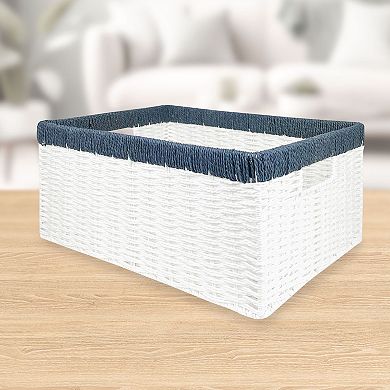 Belle Maison Paper Weave Basket With Accent Trim