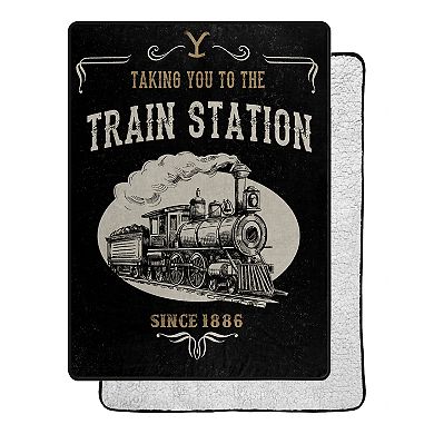 Yellowstone Train Station Silk Touch Sherpa Throw Blanket