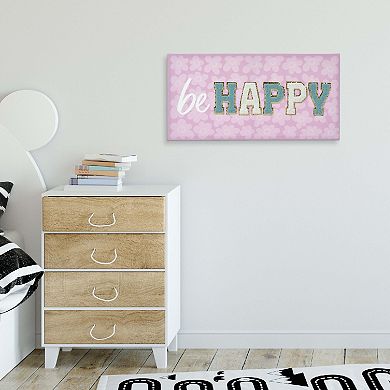 Be Happy Patch Canvas Wall Art