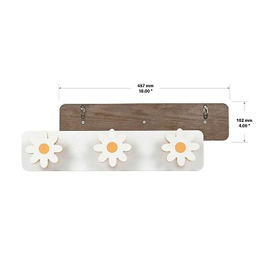 Flower 3-Hook Wall Decor