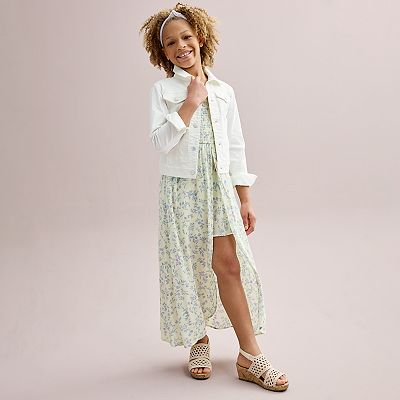 Girls 7-20 eyeshadow Ruffle Strap Walk Through Maxi Dress