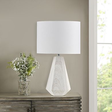 INK+IVY Flinn Resin Table Lamp with Faux Wood Texture