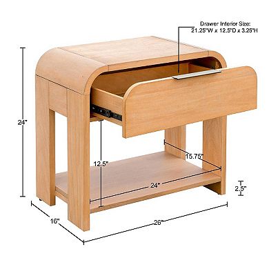 INK+IVY Jameson Modern One Drawer Waterfall Nightstand