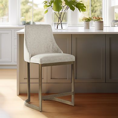 Madison Park Robertson 26-in. Upholstered Counter Stool with Metal Base