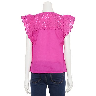 Women's Nine West Adaptive Easy Dressing Lacey Flutter Sleeve Top