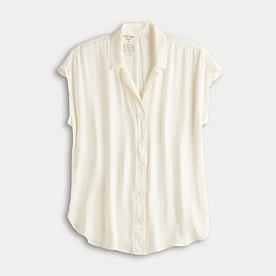 Women's Nine West Adaptive Short Sleeve Button Down Lapel Collar Shirt