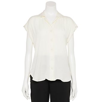 Women's Nine West Adaptive Short Sleeve Button Down Lapel Collar Shirt