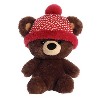 Aurora Large Brown Holiday 13" Baby Bear Barney Festive Stuffed Animal