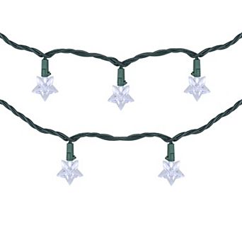 10-Count Pure White LED Star Christmas Light Set 4ft Green Wire