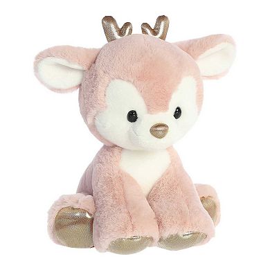 Aurora Large Rose Gold Holiday 13" Dashing Reindeer Festive Stuffed Animal