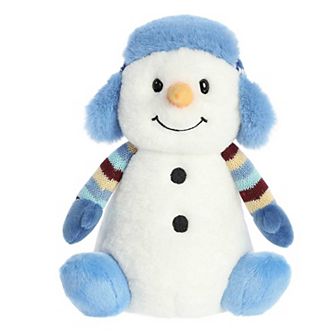 Aurora Medium White Holiday Land of Lils 9.5" Aspen Snowman Festive Stuffed Animal