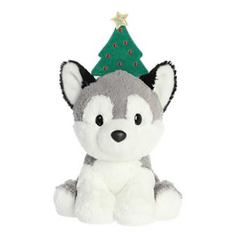 Aurora Medium Grey Holiday Holiday Cheer 11.5" Kody Husky Festive Stuffed Animal