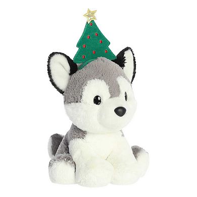 Aurora Medium Grey Holiday Holiday Cheer 11.5" Kody Husky Festive Stuffed Animal
