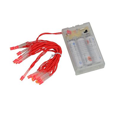 15 Battery Operated Orange LED Mini Christmas Lights - 4.8 ft Red Wire