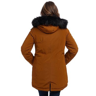 Women's Nine West Hooded Faux Fur Trimmed Storm Weight Parka