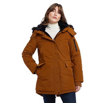 Women's Nine West Hooded Faux Fur Trimmed Storm Weight Parka