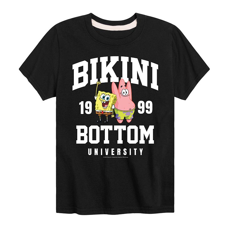 Boys 8-20 Spongebob Bikini Bottom University Graphic Tee, Boy's, Size: Large, Black