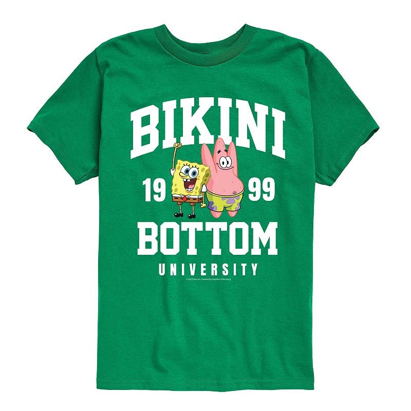 Boys 8-20 Spongebob Bikini Bottom University Graphic Tee, Boy's, Size: Large, Kelly Green