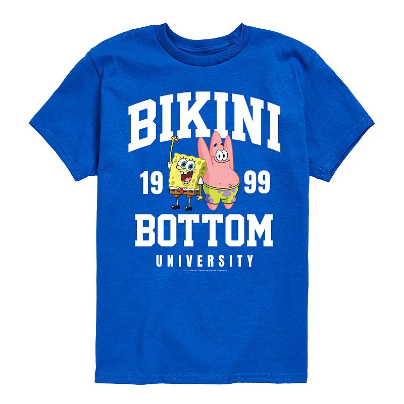 Boys 8-20 Spongebob Bikini Bottom University Graphic Tee, Boy's, Size: Large, Royal Blue