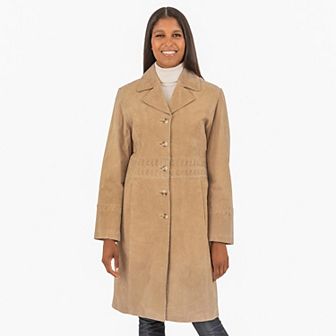 Women's Fleet Street Brushed Leather Walking Coat with Stitch Detail