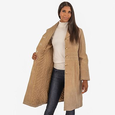 Women's Fleet Street Brushed Leather Walking Coat with Stitch Detail