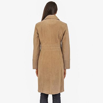 Women's Fleet Street Brushed Leather Walking Coat with Stitch Detail