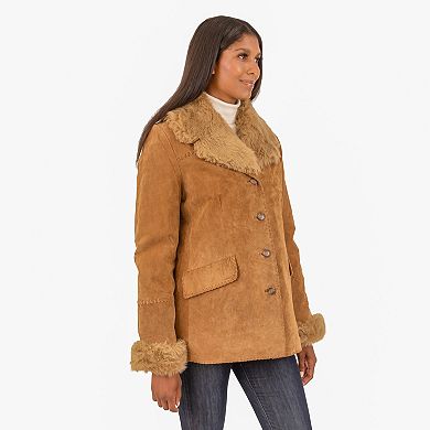 Women's Fleet Street Removable Faux Fur Lined Suede Coat