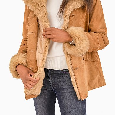 Women's Fleet Street Removable Faux Fur Lined Suede Coat