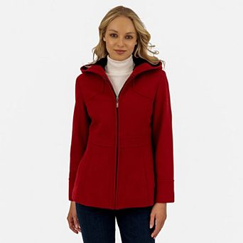 Petite Fleet Street Wool Blend Hooded Zip Up Jacket