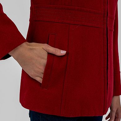Petite Fleet Street Wool Blend Hooded Zip Up Jacket