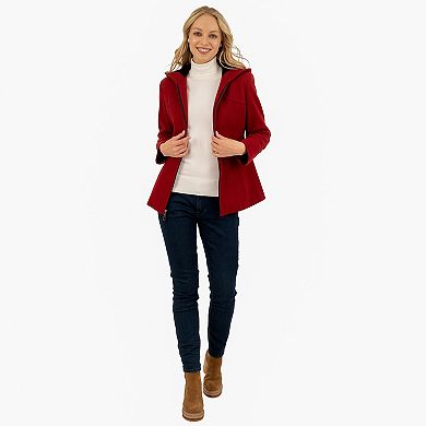 Petite Fleet Street Wool Blend Hooded Zip Up Jacket