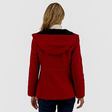 Petite Fleet Street Wool Blend Hooded Zip Up Jacket