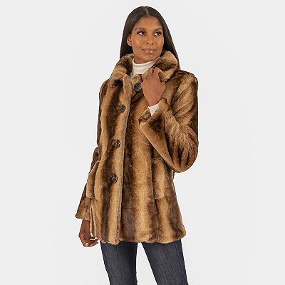 Women s Fleet Street Faux Fur Button Front Swing Coat