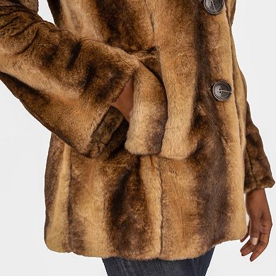 Women's Fleet Street Faux Fur Button Front Swing Coat