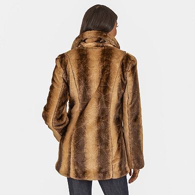 Women's Fleet Street Faux Fur Button Front Swing Coat