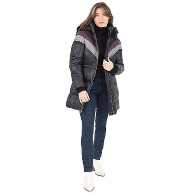 Women's Fleet Street Faux Fur Trimmed Hood Puffer Coat