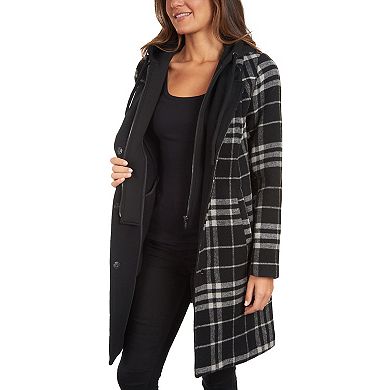Women's Fleet Street Wool Blend Walker Coat with Inner Hooded Bib