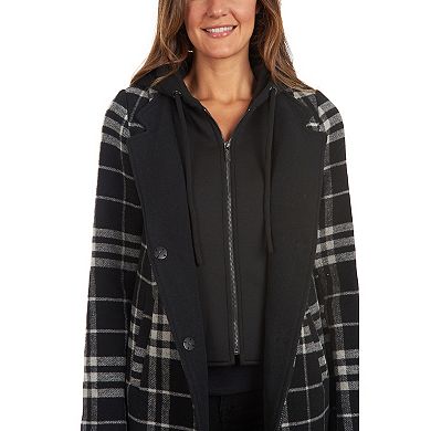 Women's Fleet Street Wool Blend Walker Coat with Inner Hooded Bib