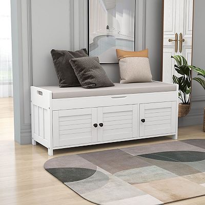 Merax Storage Bench with 3 Shutter-shaped Doors