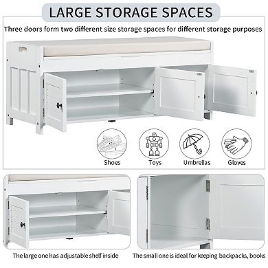 Merax Storage Bench with 3 Shutter-shaped Doors