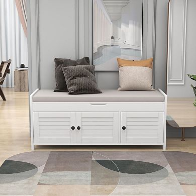 Merax Storage Bench with 3 Shutter-shaped Doors