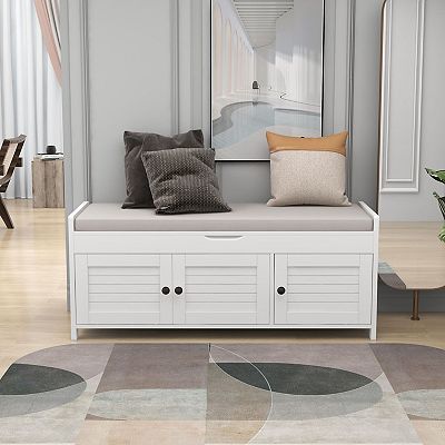 Merax Storage Bench with 3 Shutter-shaped Doors