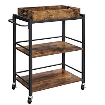 Kitchen Serving Cart, 3 tier Kitchen Utility Cart on Wheels with Storage, Universal Casters w/Brakes