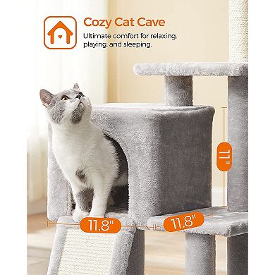 Small Cat Tower For Indoor Cats, Kittens, Scratching Post, Ramp, 3 Removable Pompom Sticks, Cat Cave