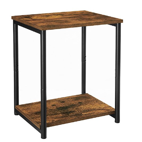 End Table, Side Table With Storage Shelf, Slim Night Table, Steel Frame