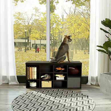 Cubbie Shoe Cabinet Storage Bench with Cushion, Adjustable Shelves