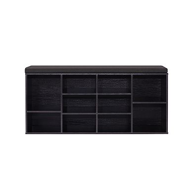 Cubbie Shoe Cabinet Storage Bench with Cushion, Adjustable Shelves